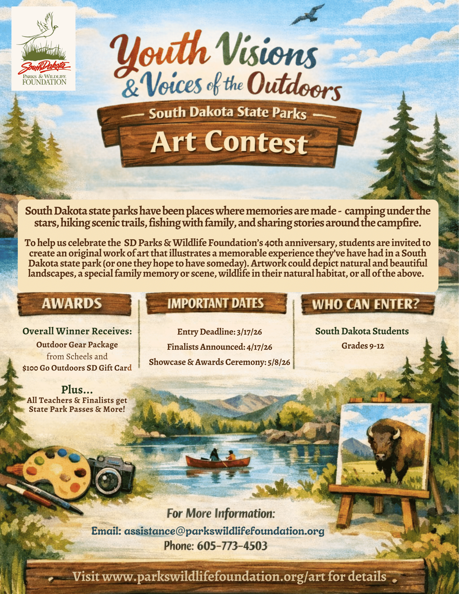 SD Parks & Wildlife Foundation Art Contest Flyer