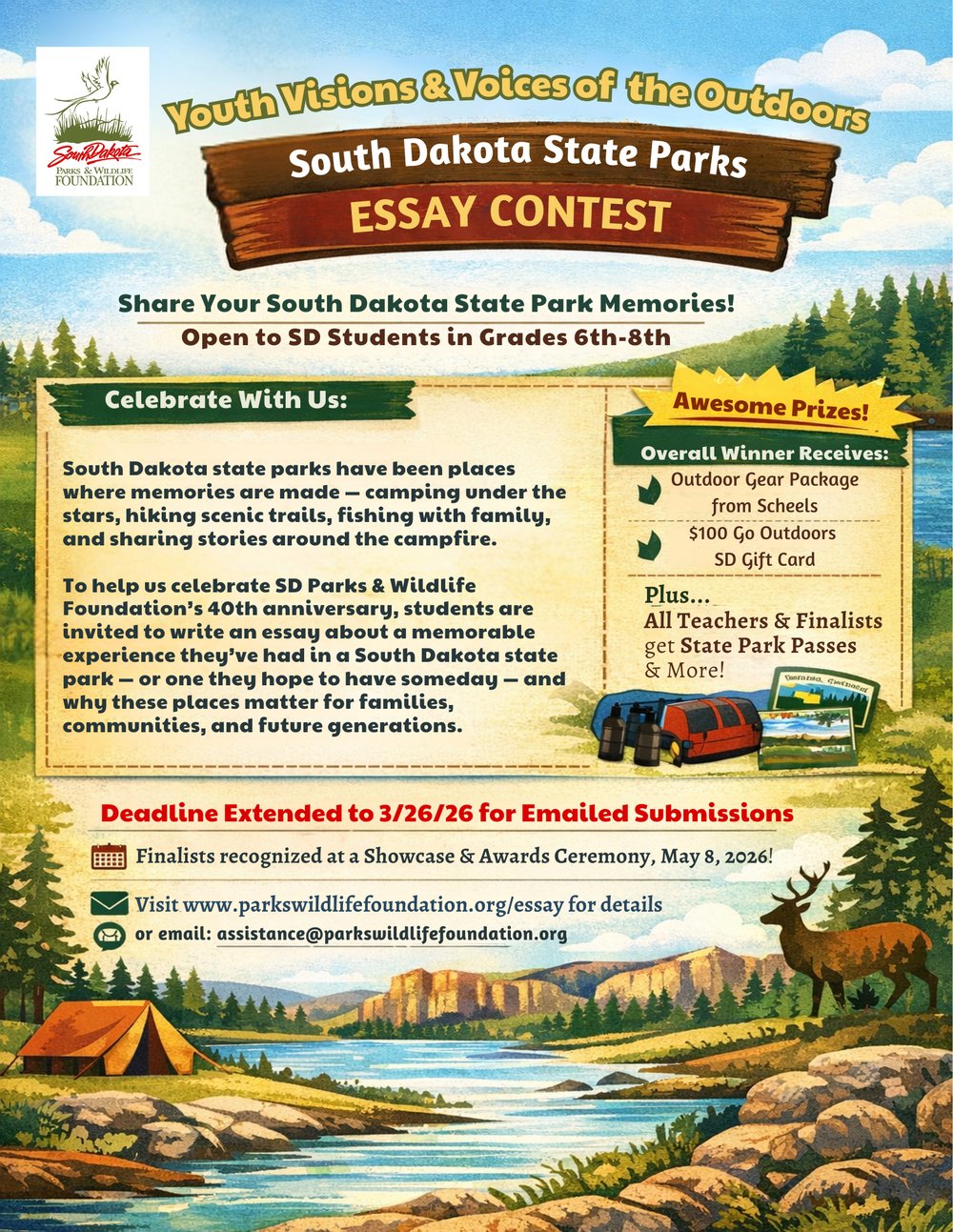 SD Parks & Wildlife Foundation Essay Contest Flyer Extended Deadline